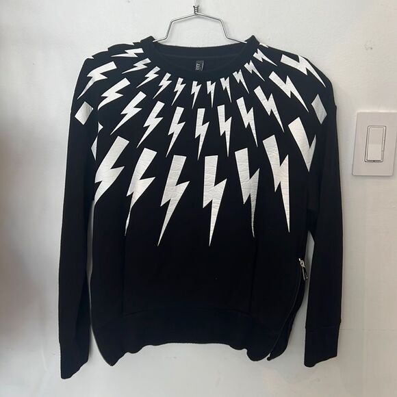 Neil Barrett Thunderbolt black pullover sweatshirt size XS (fits XS/S) - Picture 1 of 7